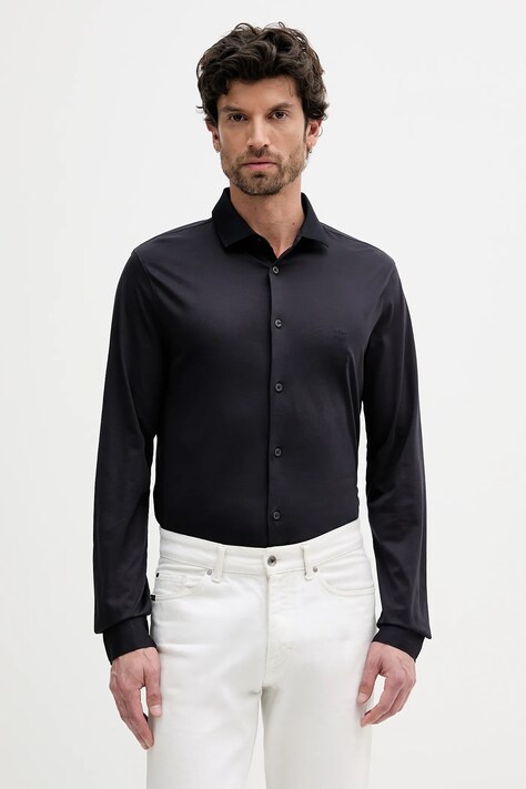 Armani Exchange koszula bawełniana męska kolor granatowy slim z kołnierzykiem klasycznym XM000497 AF10364
