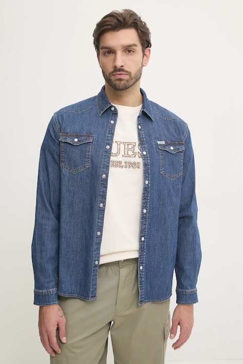 Guess camasa jeans TRUCKEE barbati, cu guler clasic, regular, M4YH02 D3PF6