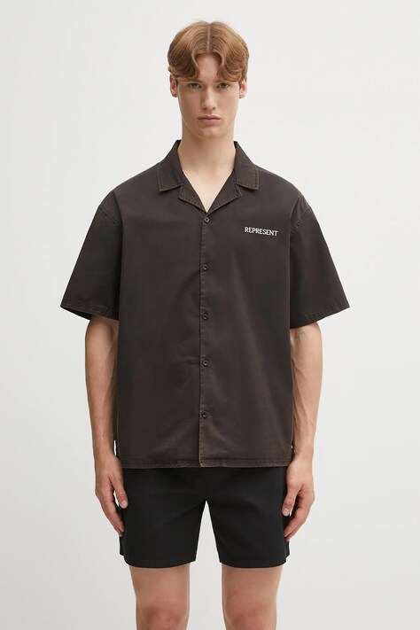 Represent koszula Serif Shirt męska kolor brązowy relaxed MLM21464.01