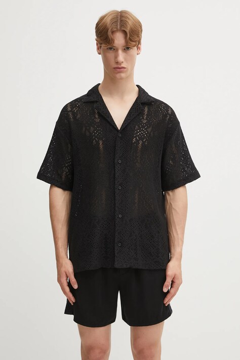 Represent koszula All Over Crochet Shirt męska kolor czarny relaxed MLM3837.01