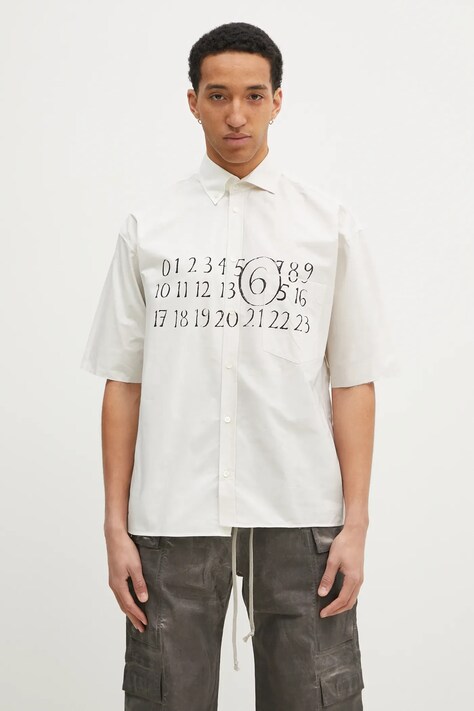 Бавовняна сорочка MM6 Maison Margiela чоловіча колір бежевий relaxed SH0DR0007