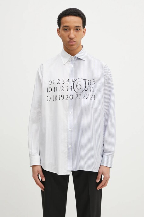 Хлопковая рубашка MM6 Maison Margiela мужская цвет белый relaxed воротник button-down SH0DT0025