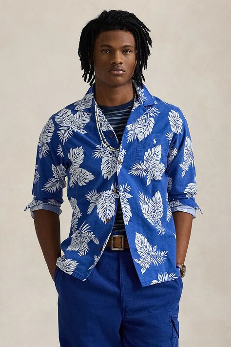 Polo Ralph Lauren cotton shirt CLS SPRT men's blue color regular 710958151