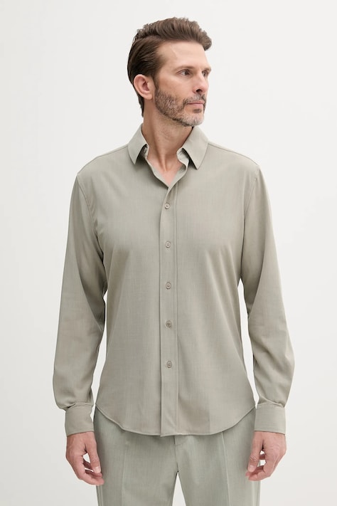 Sisley camicia uomo colore beige  5QKKSQ04M