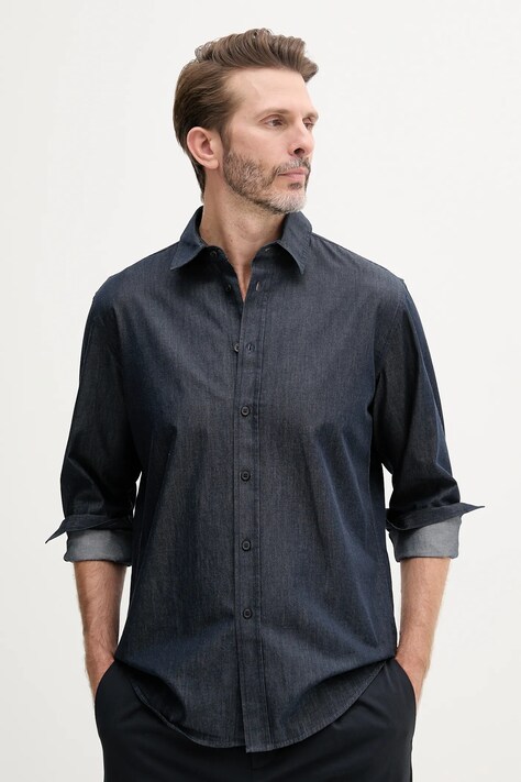 Sisley pamut ing galléros, sötétkék, regular, 5UTXSQ04H