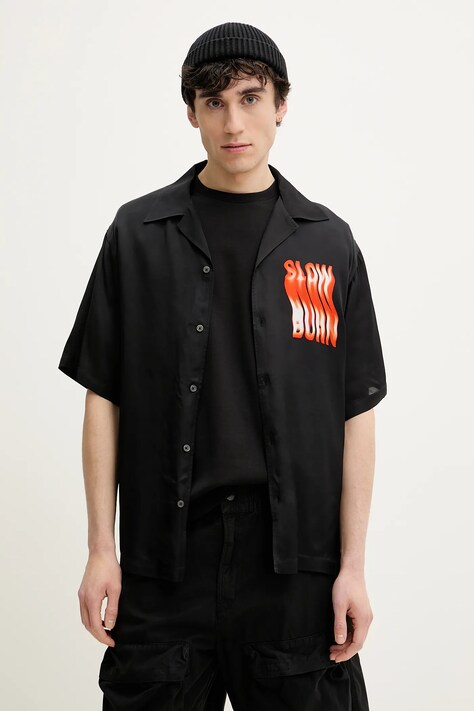 Diesel camasa S-KAROL-A SHIRT barbati, culoarea negru, relaxed, A16460.0KNAK
