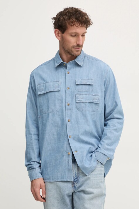 Barbour camasa jeans barbati, cu guler clasic, relaxed, MSH5551BL15