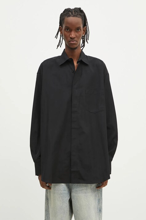Хлопковая рубашка VETEMENTS Monogram Classic мужская цвет чёрный relaxed классический воротник UA66SH400B
