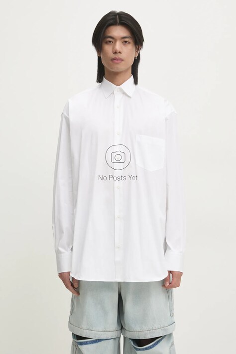 Bavlněná košile VETEMENTS No Posts Classic bílá barva, relaxed, s klasickým límcem, UA66SH440W