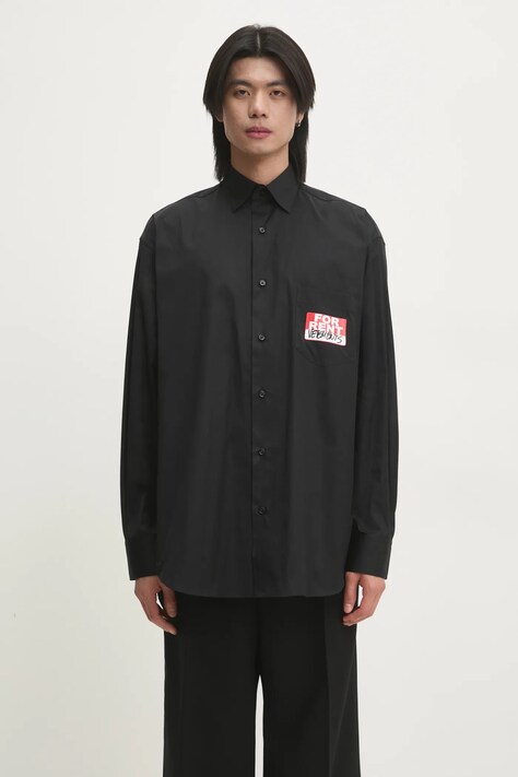 Bavlněná košile VETEMENTS For Rent Classic černá barva, relaxed, s klasickým límcem, UA66SH450B