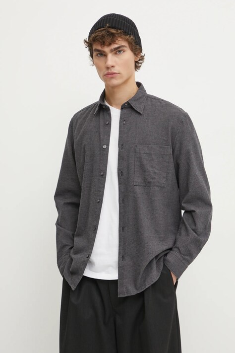 Bavlnená košeľa Marc O'Polo pánska, šedá farba, regular, s klasickým golierom, 431732242090