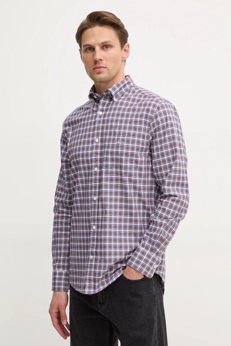 Хлопковая рубашка Gant мужская цвет бордовый regular воротник button-down 3250002