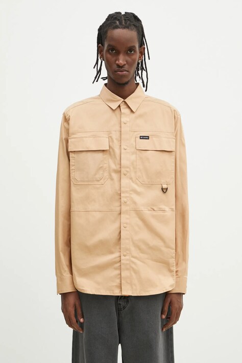 Columbia camasa Landroamer Twill barbati, culoarea maro, cu guler clasic, regular, 2120581