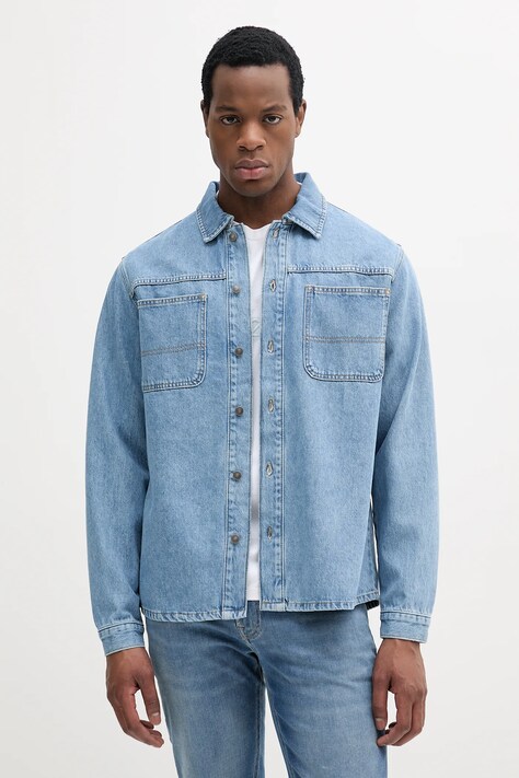 United Colors of Benetton cămașă din denim cu guler clasic, relaxed, 5PJYUQ05I