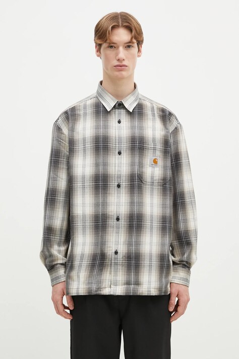 Риза Carhartt WIP Longsleeve Blanton Shirt мъжка в бежово със стандартна кройка с класическа яка I034379.2MEXX