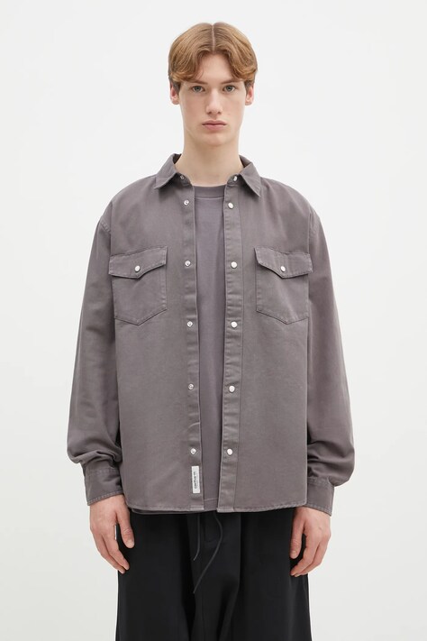 Carhartt WIP koszula bawełniana Longsleeve Santa Fe Shirt męska kolor szary relaxed z kołnierzykiem klasycznym I034384.2LQGD