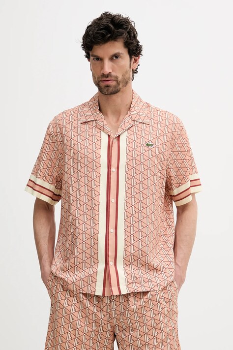 Lacoste koszula męska kolor pomarańczowy relaxed CH9094