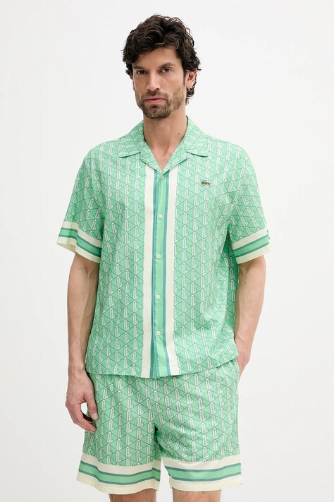 Lacoste koszula męska kolor zielony relaxed CH9094