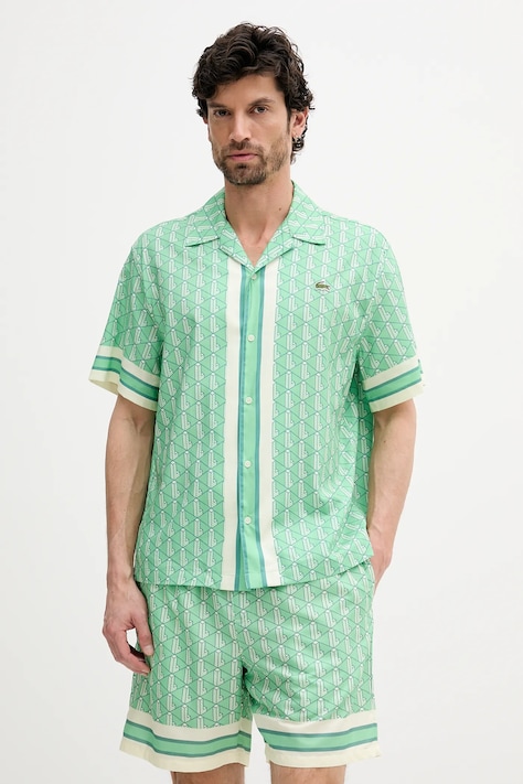 Košile Lacoste pánská, zelená barva, relaxed, CH9094