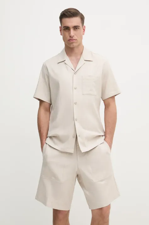 Iceberg camicia in lino misto uomo colore beige  G080 0140