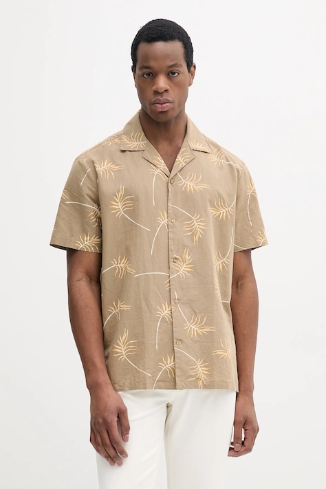 Košile s příměsí lnu Liu Jo pánská, zelená barva, regular, QA5103 T1999