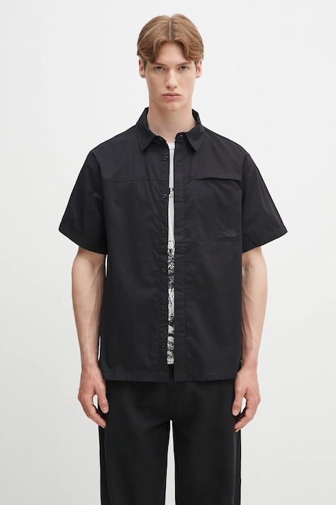 The North Face camasa din bumbac Heritage barbati, culoarea negru, cu guler clasic, relaxed, NF0A8B76JK31