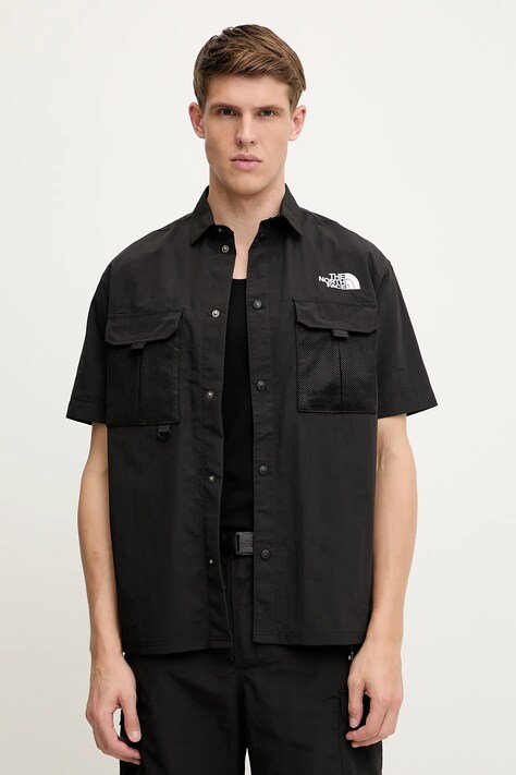 The North Face cămașă TNF X NSE culoarea negru, cu guler clasic, relaxed, NF0A8BK1JK31