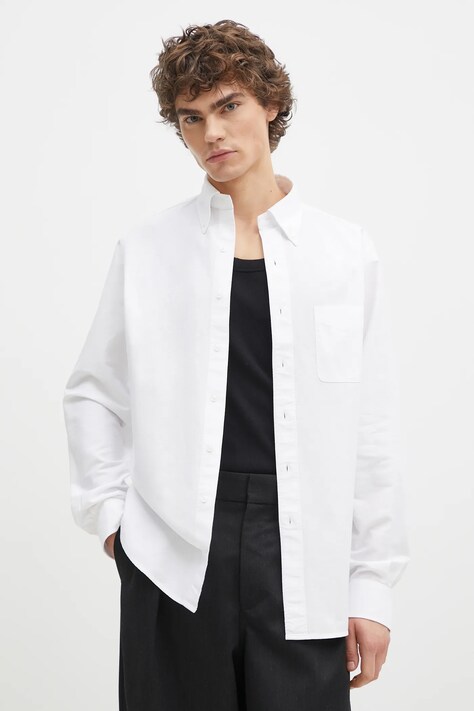 Bavlněná košile Filippa K bílá barva, slim, s límečkem button-down, 31255