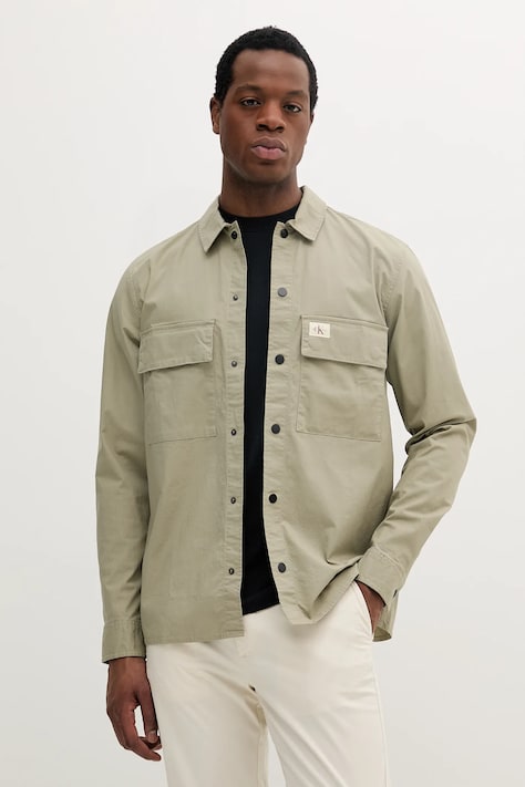 Рубашка Calvin Klein Jeans цвет зелёный regular классический воротник