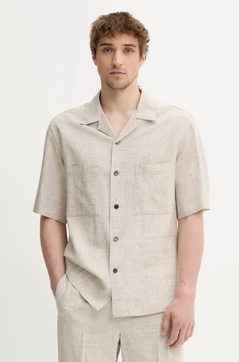 BARENA VENEZIA koszula Camicia Mola męska kolor beżowy relaxed CAU5073.4150