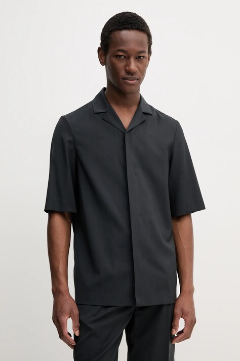 BARENA VENEZIA camasa de lana Camicia Mola barbati, culoarea negru, cu guler clasic, regular, OSU5062.478
