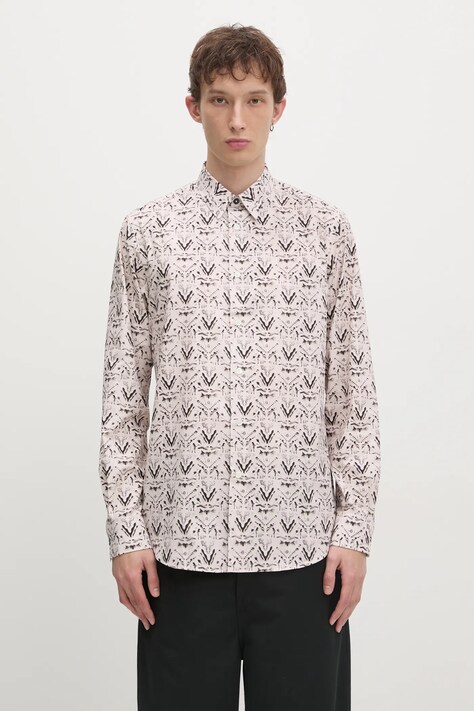 Paul Smith camasa din bumbac barbati, culoarea bej, cu guler clasic, regular, M1R-901U-P02598