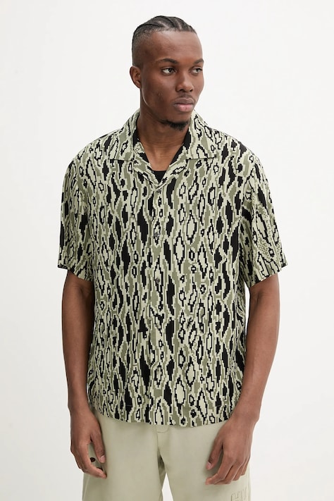 Košeľa HUGO pánska, zelená farba, regular, s klasickým golierom, 50539338