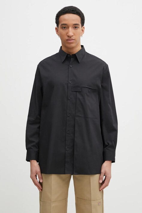 Рубашка Y-3 Pleated Pocket Shirt мужская цвет чёрный relaxed классический воротник JI7082