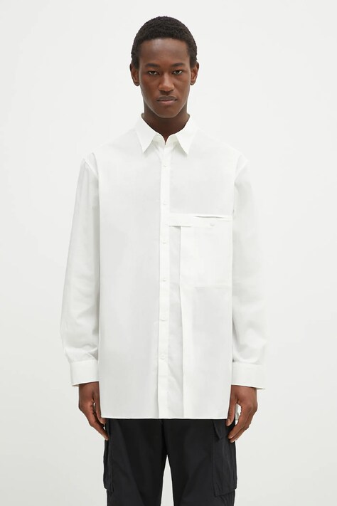 Košile Y-3 Pleated Pocket Shirt pánská, bílá barva, relaxed, s klasickým límcem, JL6665