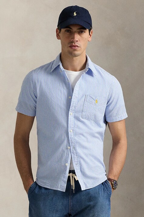 Polo Ralph Lauren cămașă din bumbac Sport Shirt bărbați, cu guler button-down, regular, 710906574