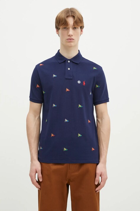 Polo Ralph Lauren cotton polo shirt Shirt men’s navy blue color with an application 710964722