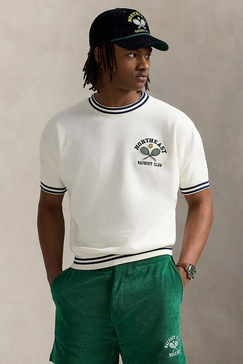 Футболка Polo Ralph Lauren Short Sleeve Sweatshirt мужская цвет белый однотонная 710964975