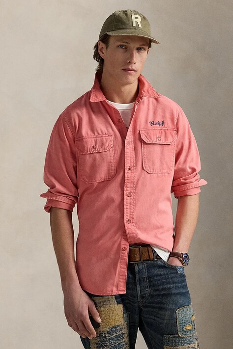 Бавовняна сорочка Polo Ralph Lauren Sport Shirt чоловіча колір червоний regular класичний комір 710965069