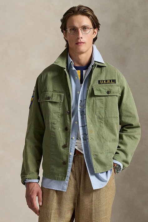 Polo Ralph Lauren koszula Sport Shirt męska kolor zielony regular z kołnierzykiem klasycznym 710965071