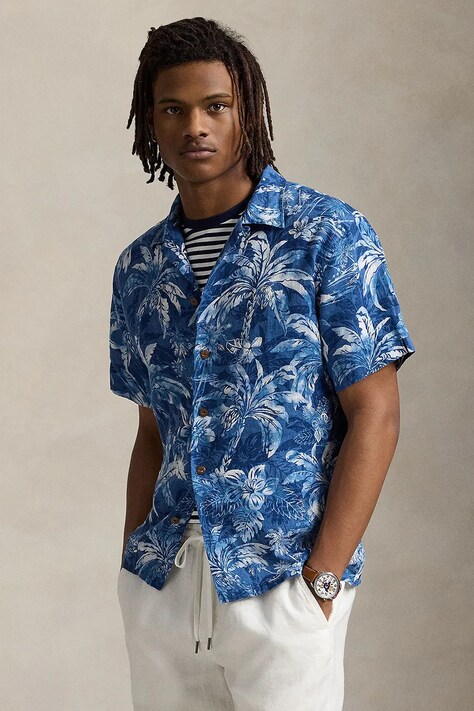 Polo Ralph Lauren cămașă de in Sport Shirt bărbați, cu guler clasic, regular, 710965897