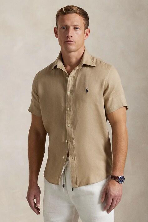 Polo Ralph Lauren linen shirt Sport Shirt beige color regular 710968912