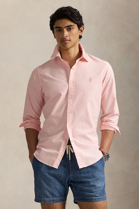 Bavlněná košile Polo Ralph Lauren Sport Shirt růžová barva, regular, s klasickým límcem, 710968913