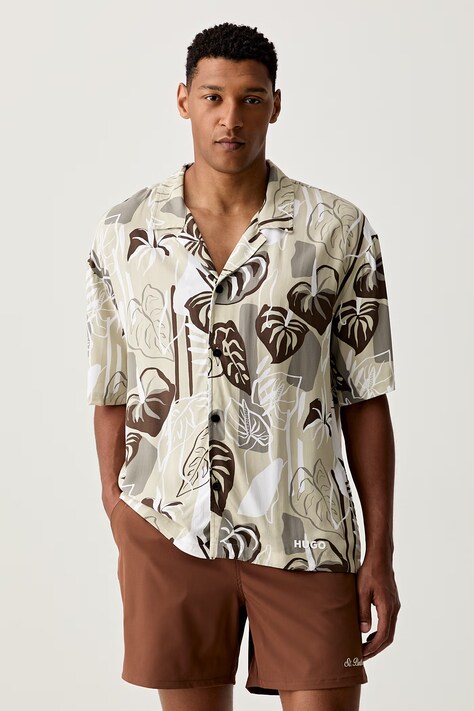 HUGO koszula plażowa męska BEACH SHIRT RELAXED beżowa 50540065