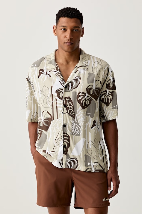 HUGO пляжная рубашка для мужчин BEACH SHIRT RELAXED бежевая 50540065