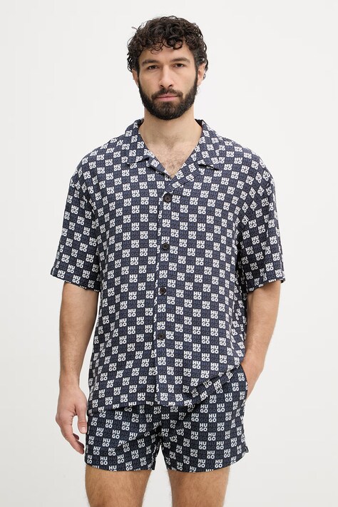 HUGO koszula plażowa męska BEACH SHIRT RELAXED granatowa 50540065