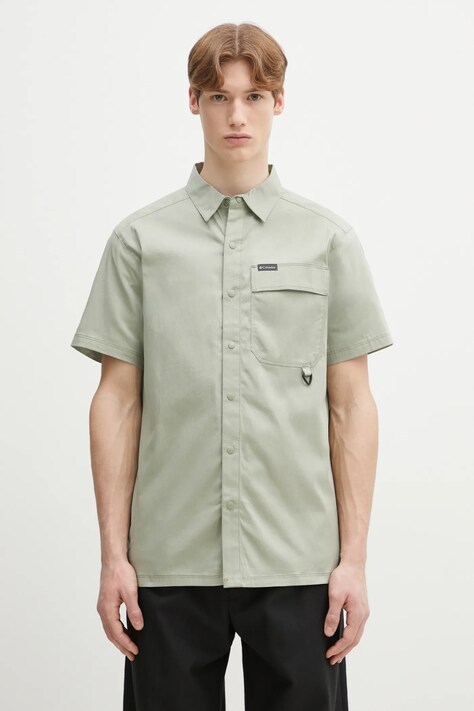 Košile Columbia Landroamer Twill Shirt pánská, zelená barva, regular, s klasickým límcem, 2120591