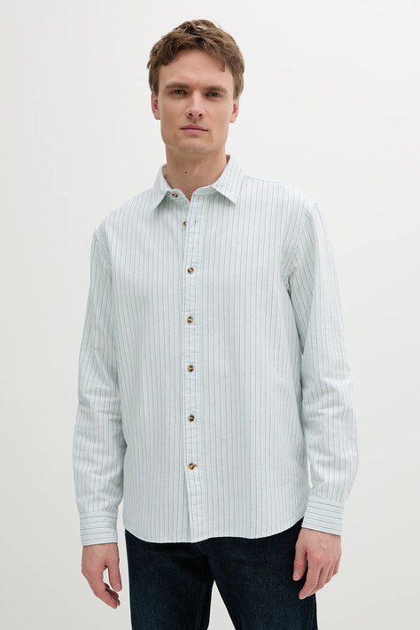 Хлопковая рубашка Barbour Fenfield Oxford Stripe Relaxed Fit Shirt цвет бирюзовый relaxed классический воротник MSH5586