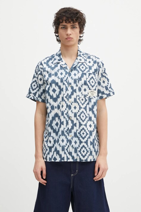 Бавовняна сорочка  Homelane Printed S/S Relaxed Fit Shirt колір синій relaxed MSH5599