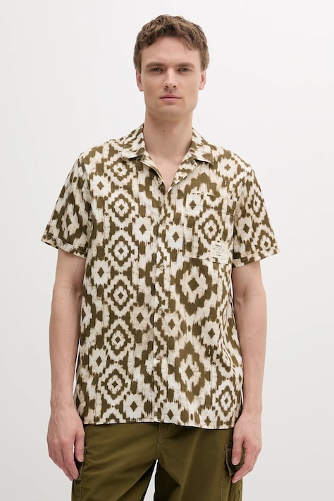 Barbour camicia in cotone Homelane Printed S/S Relaxed Fit Shirt colore verde  MSH5599